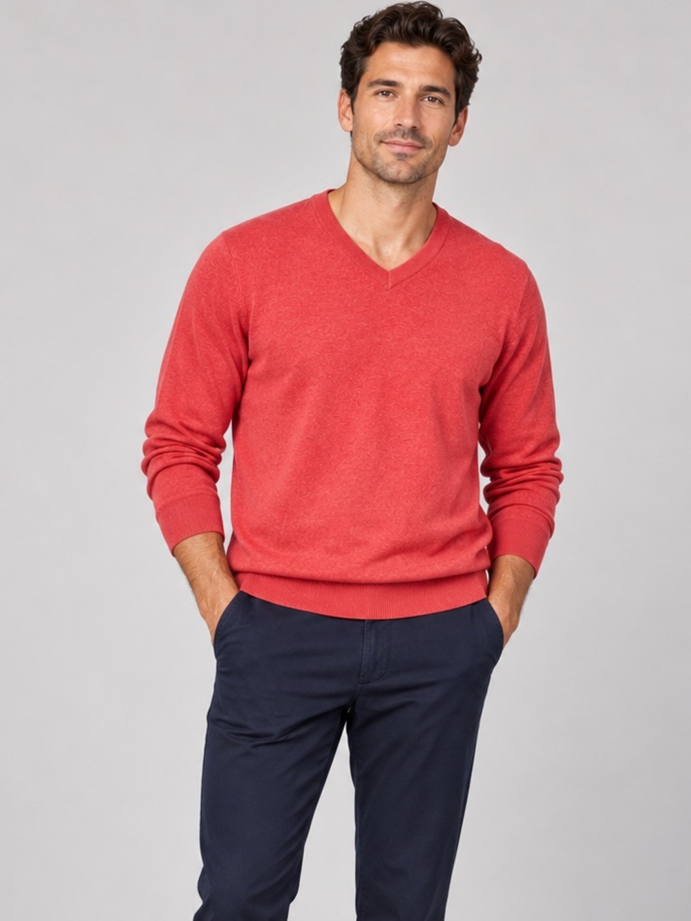 Brooks Brothers Supima Cotton V Neck Sweater Coral Red Preppy Lightweight XL